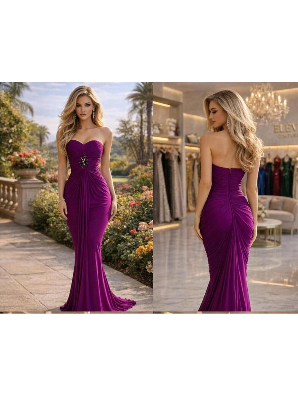 Adrianna Papell Strapless Gown Fuchsia Size 4 NWT Prom Mermaid $300 Formal